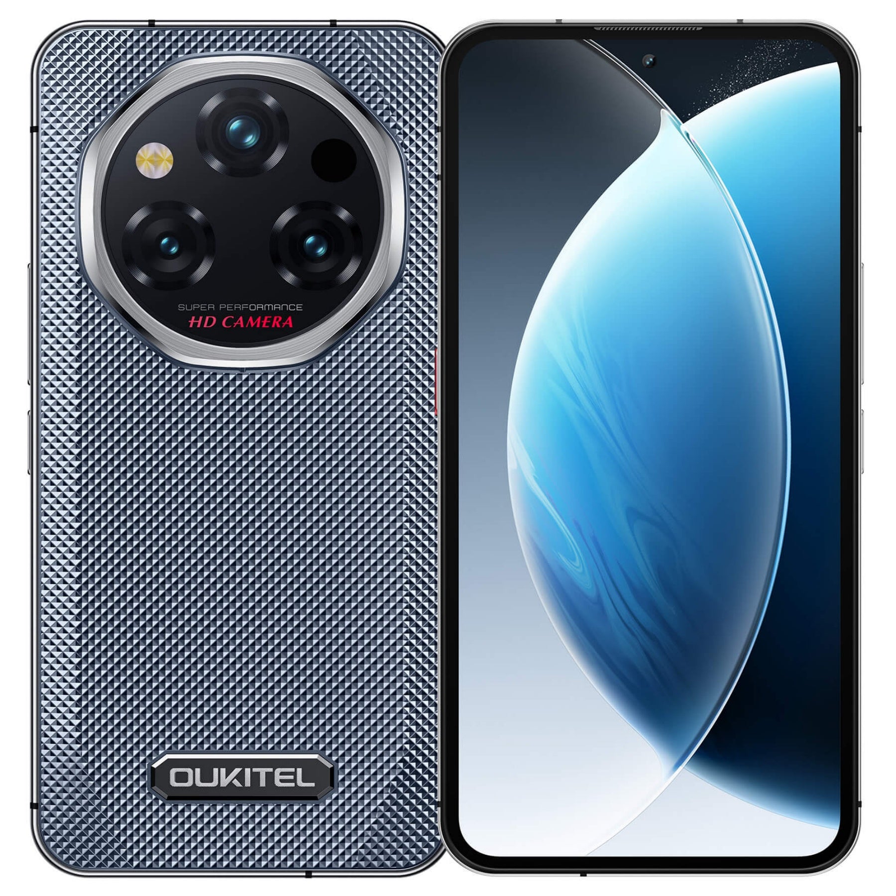 Oukitel WP210 5G rugged Android 15 phone with 6.7-inch FHD+ display, 8800mAh battery, 108MP camera, 12GB RAM, 512GB storage, NFC in gray color