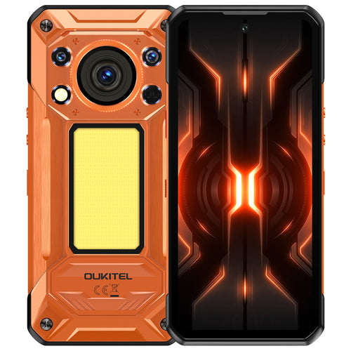 OUKITEL WP500 rugged smartphone with 10000mAh battery, 108MP AI camera, MediaTek Dimensity 8300 processor, 120Hz FHD+ display, Android 16, camping light and privacy kill switch