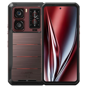 Oukitel WP300 red 5G rugged smartphone with 6.8-inch screen, 16000mAh big battery, 108MP main camera, Android 15, 12GB RAM and 512GB storage with NFC